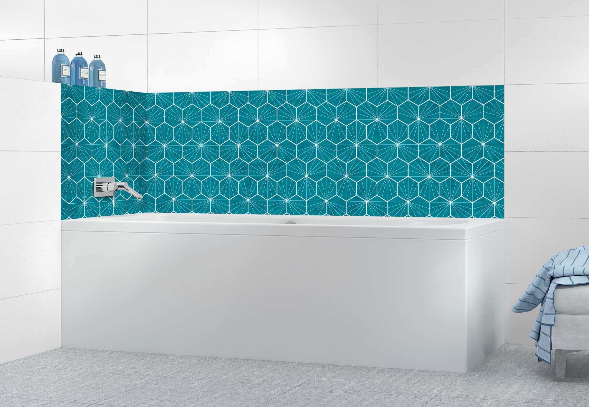 Panneau de douche Carreaux Ciment Hexagonal 4, panneau mural douche